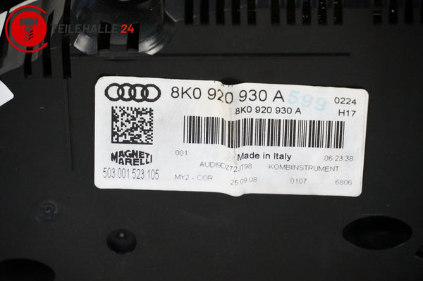 Audi A4 B8 8K 2.0 TFSI Kombiinstrument Tachometer FIS Farbdisplay MFA 8K0920930A