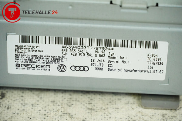 Audi A6 4F C6 Empfangseinheit K-Box Radio Steuergerät 4F0035541L 4E0910541Q