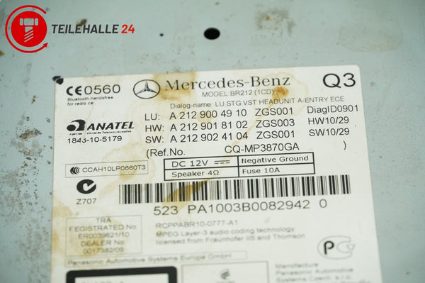 Mercedes S212 W212 E-Klasse Autoradio CD Sitzheizung A2129004910 A2128202610