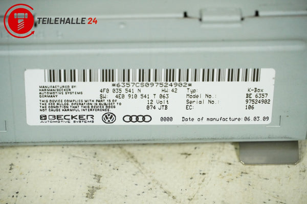 Audi A4 B8 8K Empfangseinheit K-Box Radio Steuergerät 4F0035541N 4E0910541T