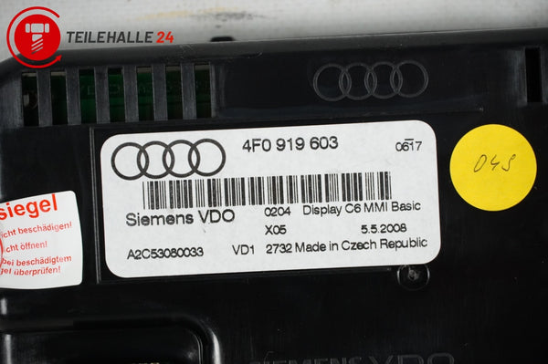 Audi A6 4F C6 Bordmonitor Display Bildschirm MMI Basic Siemens VDO 4F0919603