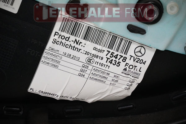 Mercedes S204 W204 Türverkleidung hinten links Leder schwarz Rollo A2048100920