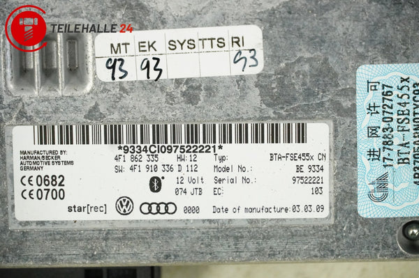 Audi A4 B8 8K Steuergerät Bluetooth Modul Interface 4F1862335 4F1910336D