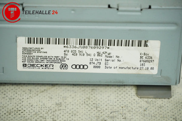 Audi A6 4F C6 Empfangseinheit K-Box Radio Steuergerät 4F0035541L 4E0910541Q