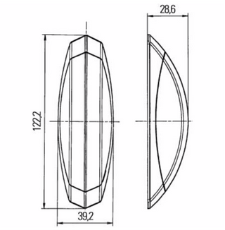 Hella Umrissleuchte oval rechts Seitenbegrenzung C5W 12V rot weiß Beifahrerseite