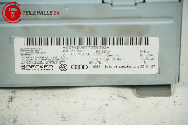 Audi A6 4F C6 Empfangseinheit K-Box Radio Steuergerät 4F0035541L 4E0910541Q