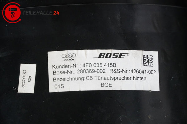 Audi A6 4F C6 Lautsprecher BOSE Satz vorne hinten  4F0035381D 382D 4F9035411